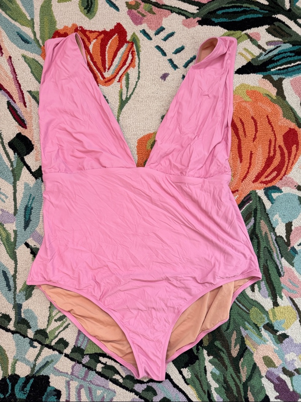 J Crew Pink One-Piece Swimwear with V-Neck